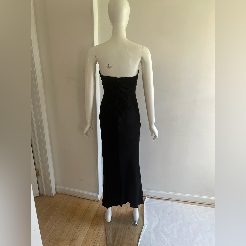Shona Joy Dress Size AU 6 US 2 Camille Black Cut Out Midi Dress Satin Cocktail - Picture 6 of 10